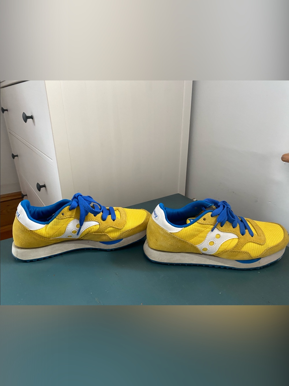 Saucony Yellow and Blue Women Athletic Sneakers